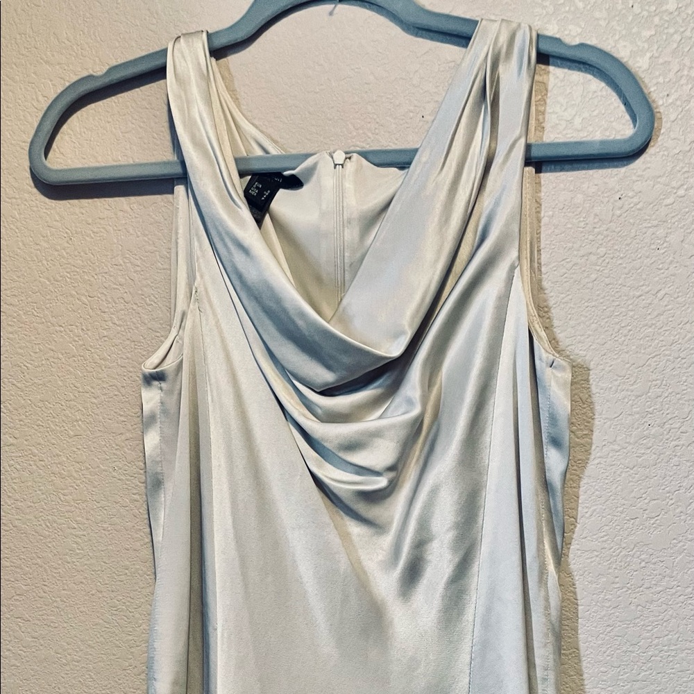 MNG Suit sleeveless silver cowl neck cocktail dress